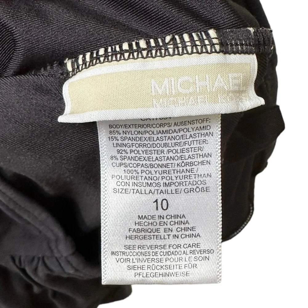 Michael Kors‎ Michael Halter Logo Ring One Piece Swimsuit in Black Size: 10